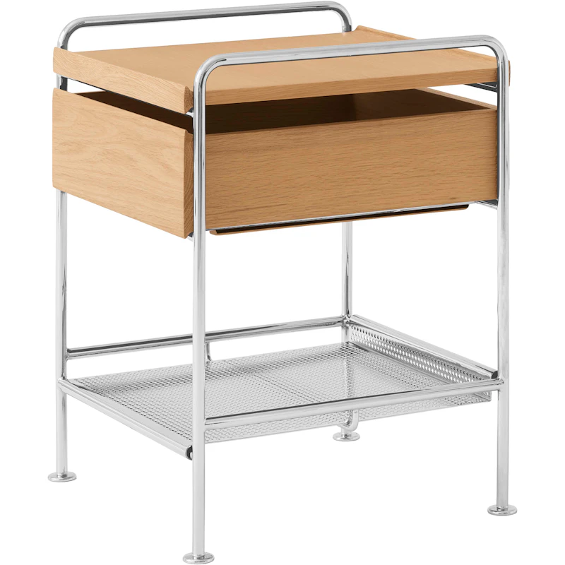 Alima NDS3 Sidebord, Krom / Lakkert Eik