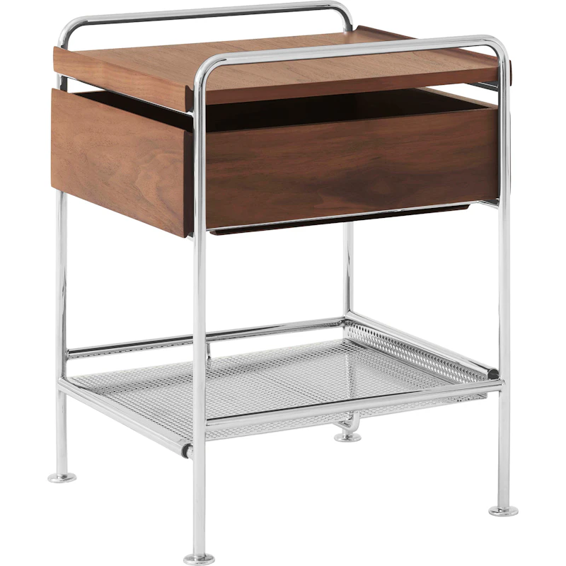 Alima NDS3 Sidebord, Krom / Lakkert Valnøtt