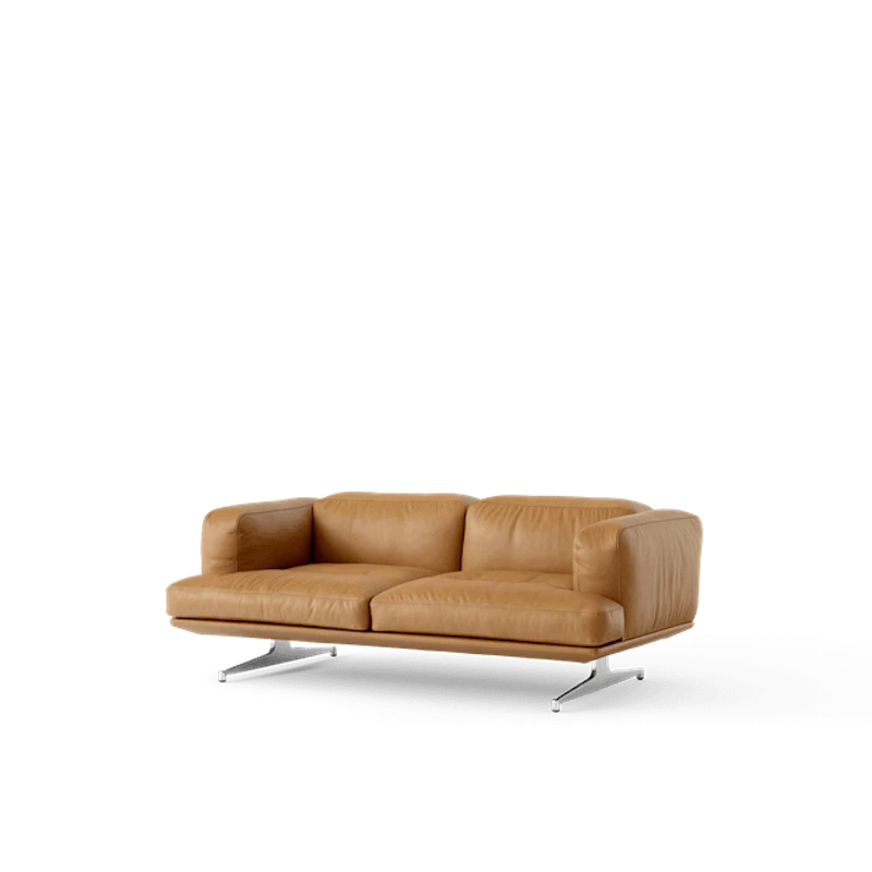 Inland AV22 2-Seters Sofa Cognac Skinn/Polert Aluminium