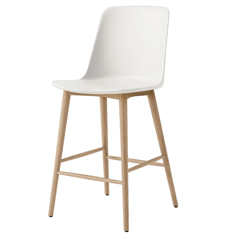 Rely HW128 Høy Ryggstøtte 65 cm, Lakkert Eik / Hvit