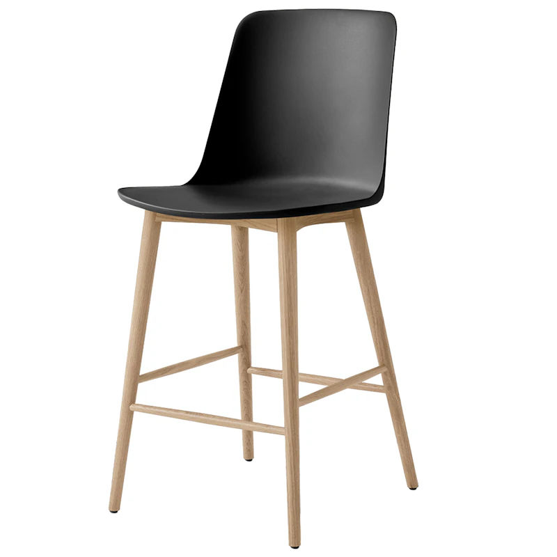 Rely HW128 Høy Ryggstøtte 65 cm, Lakkert Eik / Sort