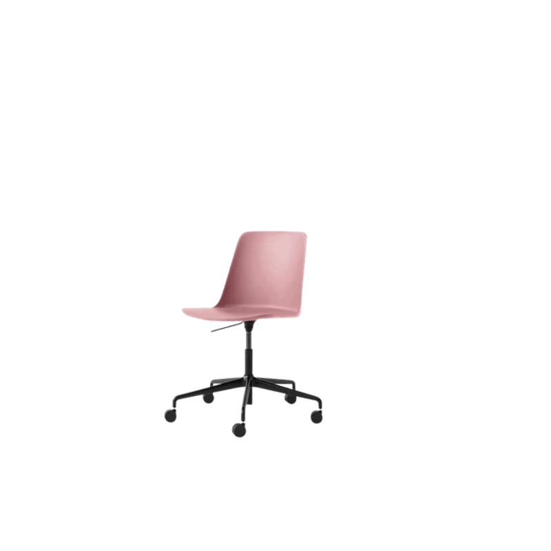 Rely HW28 Spisestol Uten Armlener Svingbar Med Hjul Soft Pink/Sort