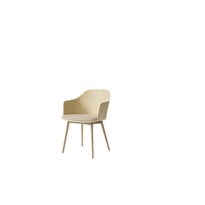 Rely HW77 Spisestol Med Armlener Polstret Sete Beige Sand/Klarlakkert Eik/Karakorum 003