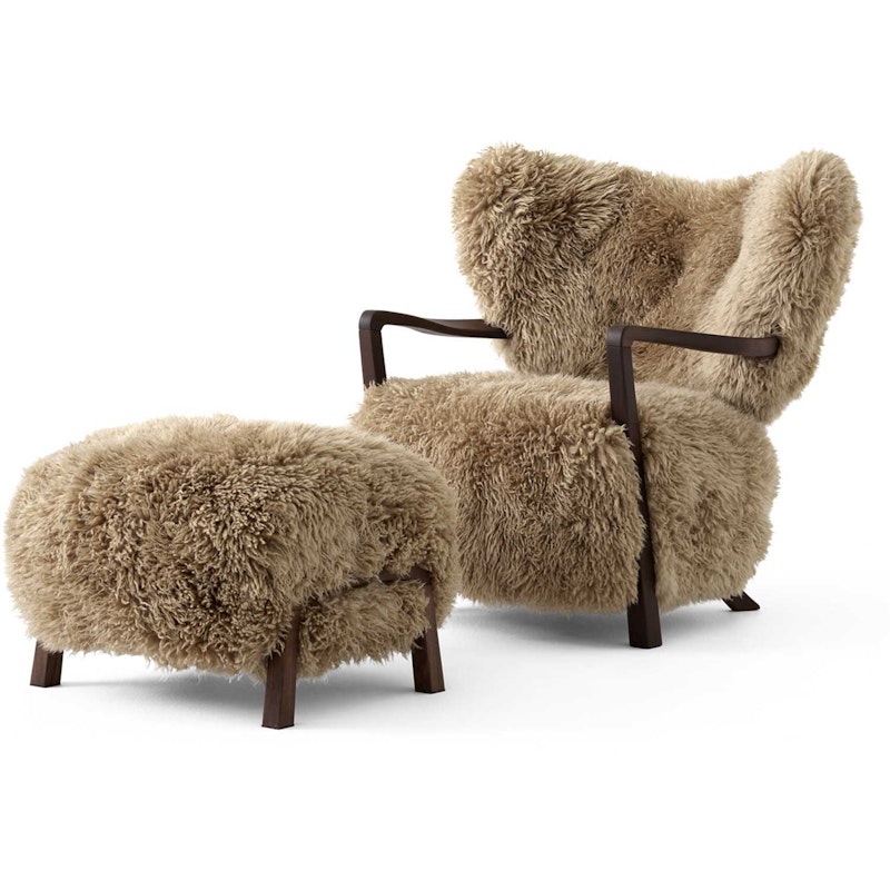 Wulff ATD2 Loungestol + ATD3 Fotskammel, Valnøtt / Sheepskin Honey