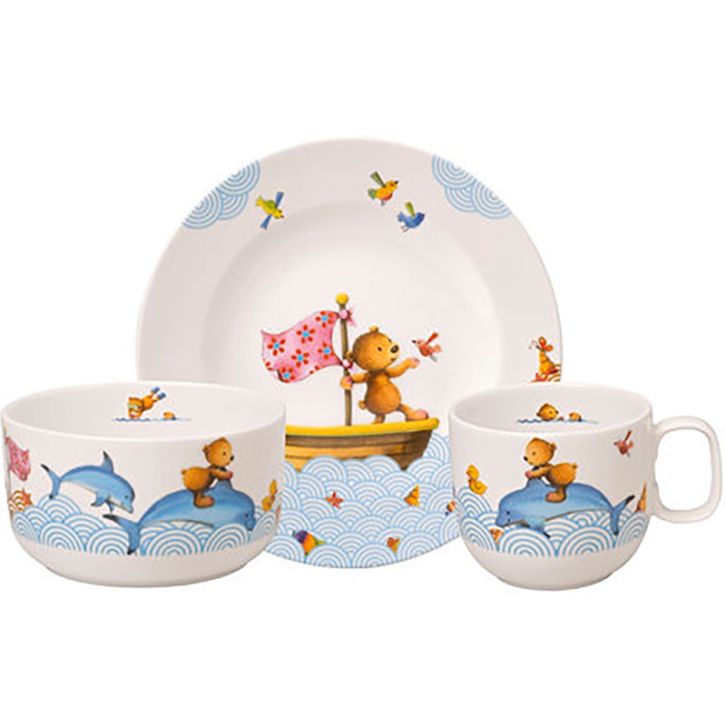 Barneservise 3 Deler , Happy Bear