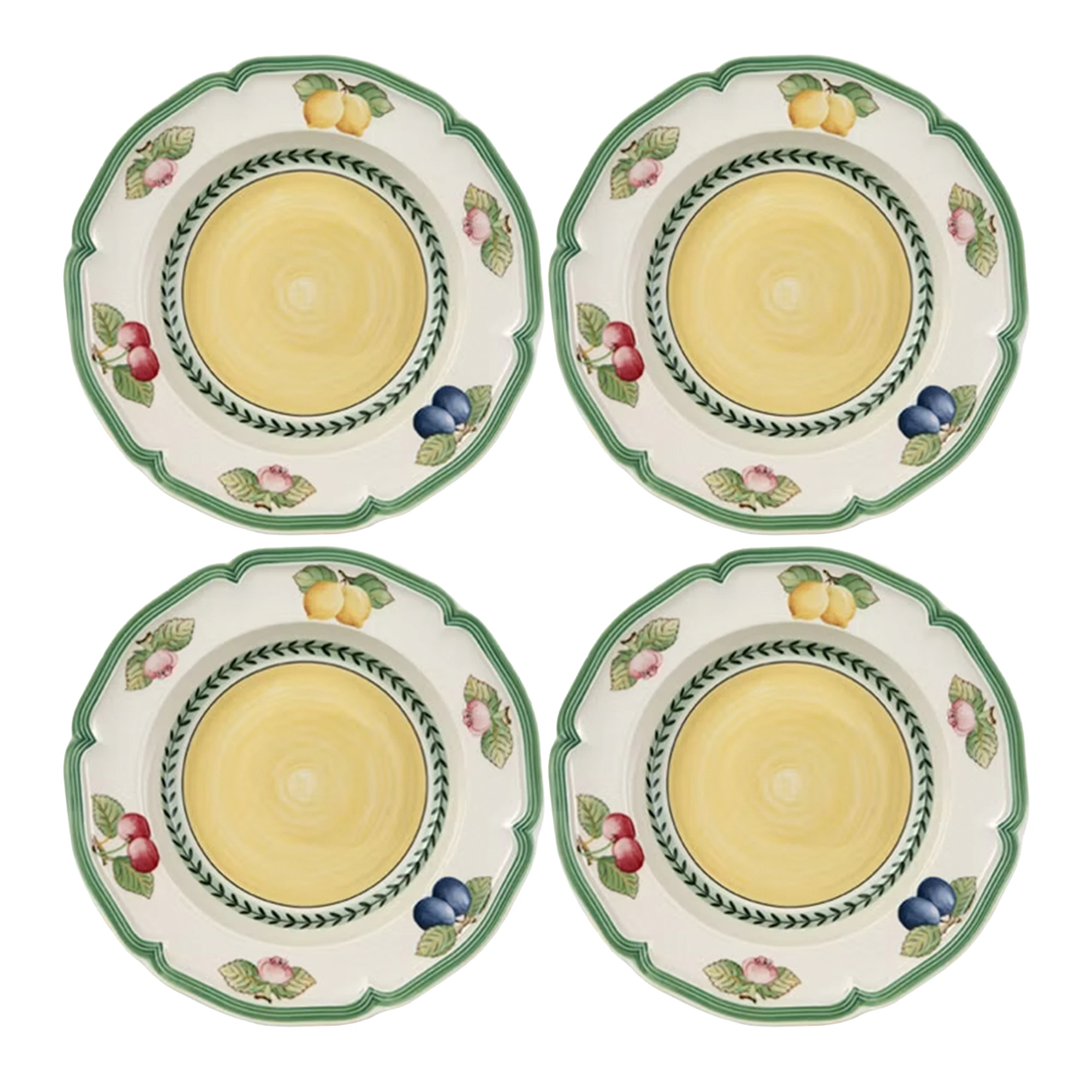 Villeroy & Boch French Garden Fleurence Dyp Tallerken 23 Cm 4-pk - Dype tallerkener Porselen Gr&oslash;nn - 1022812700X4