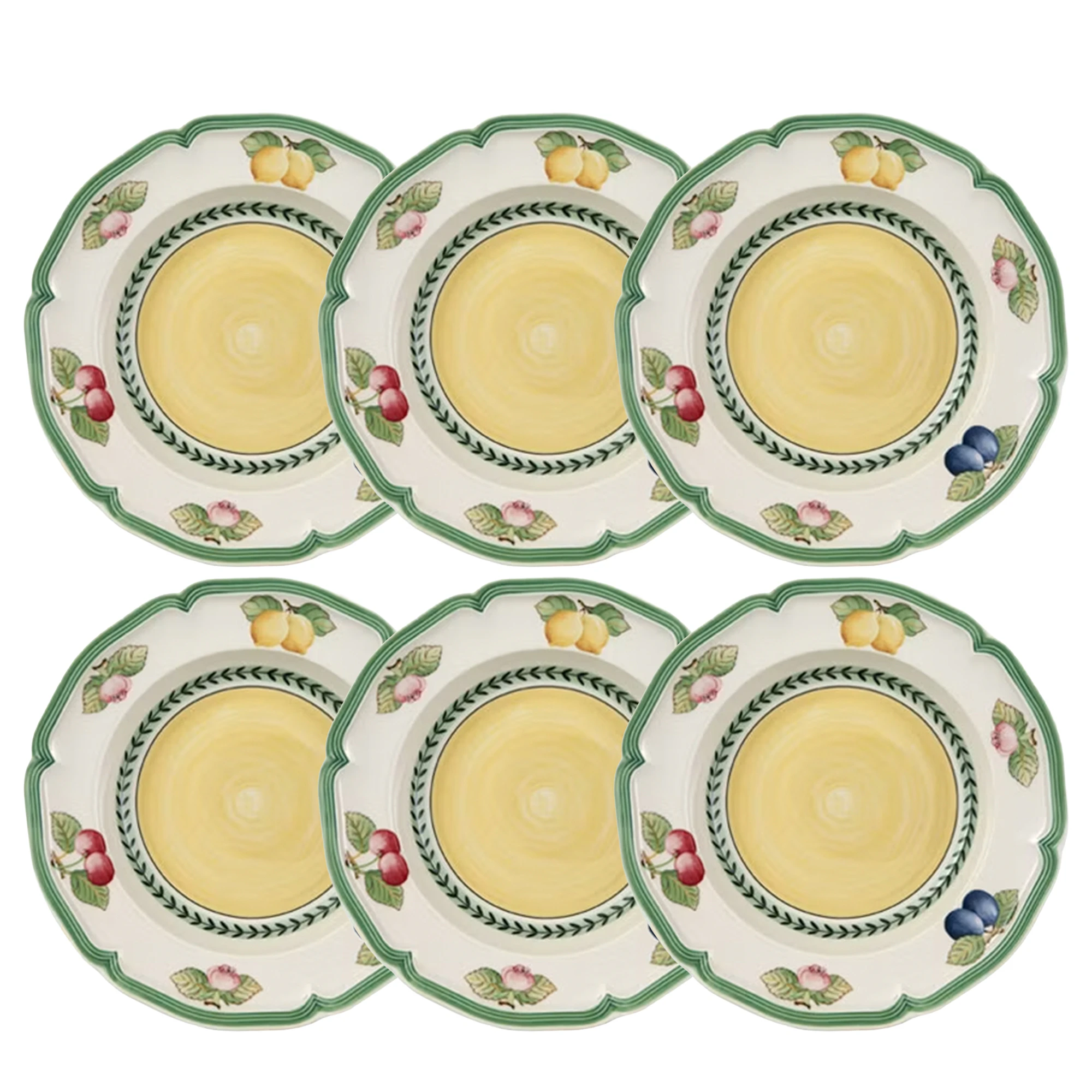 Villeroy & Boch French Garden Fleurence Dyp Tallerken 23 Cm 6-pk - Dype tallerkener Porselen Gr&oslash;nn - 1022812700X6