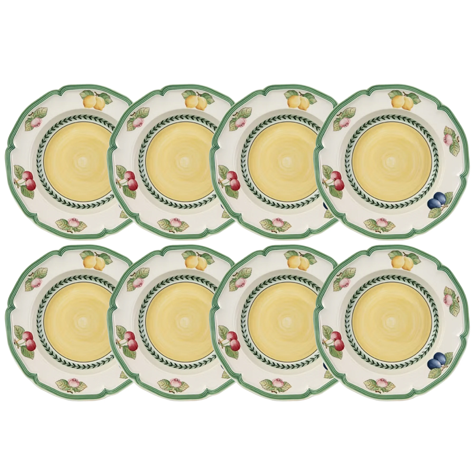 Villeroy & Boch French Garden Fleurence Dyp Tallerken 23 Cm 8-pk - Dype tallerkener Porselen Gr&oslash;nn - 1022812700X8