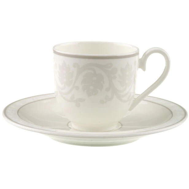 Villeroy & Boch Gray Pearl Espressokopp Med Tallerken -  Espressokopper Benporselen Gr&aring; - 25017 + 25019