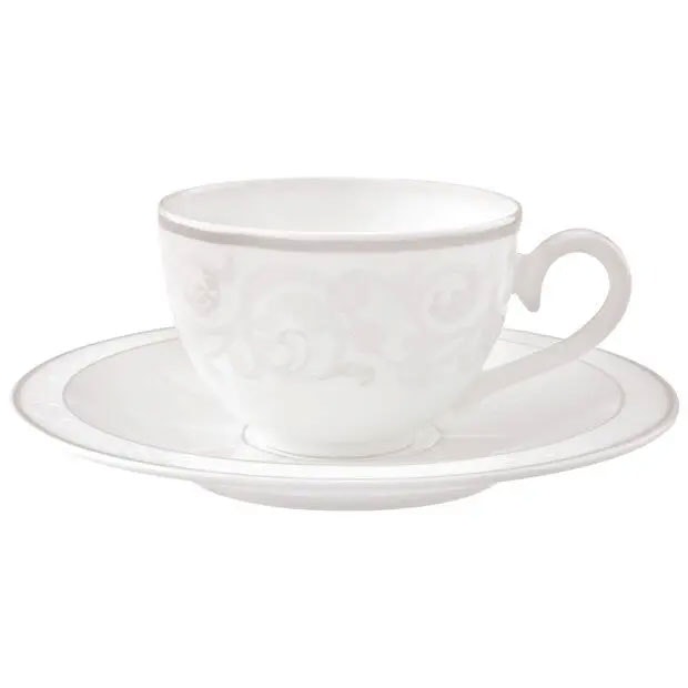 Villeroy & Boch Gray Pearl Kaffekopp Med Tallerken -  Kaffekopper Benporselen Hvit - 25013-25016