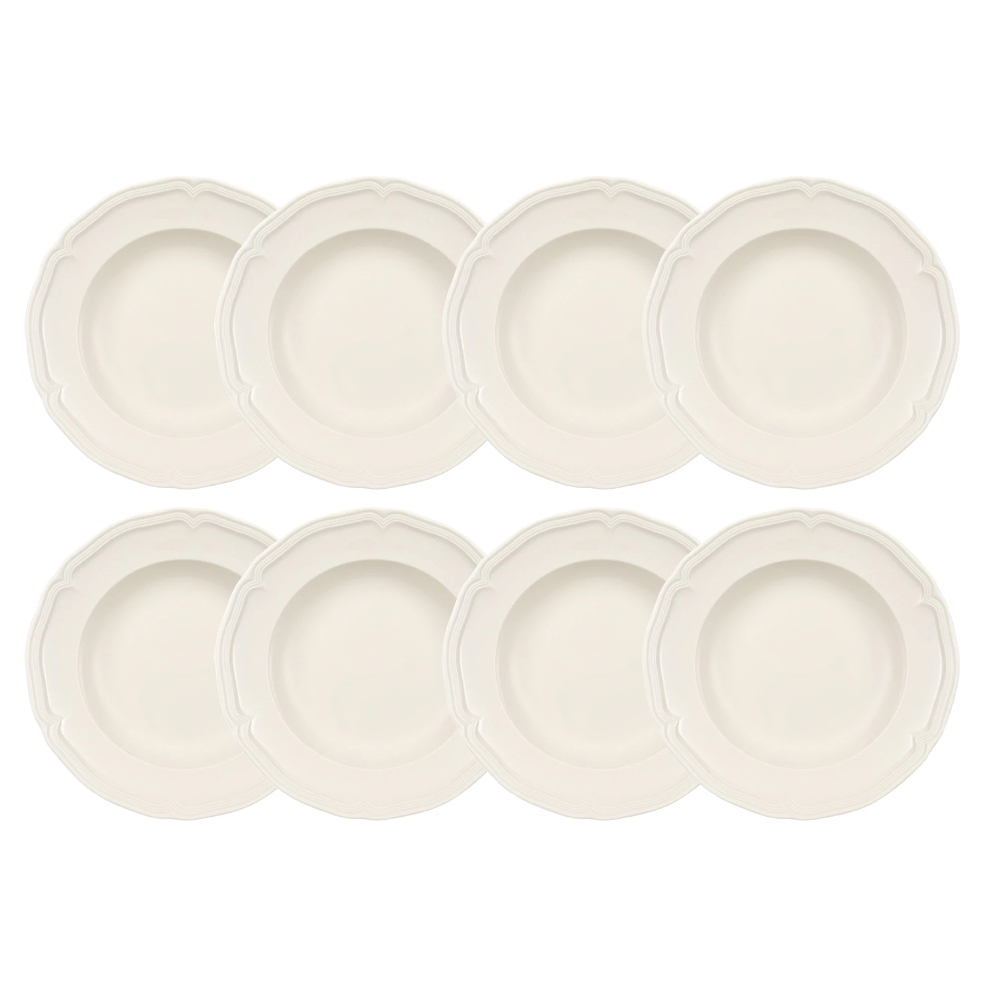 Villeroy & Boch Manoir Dyp Tallerken 23 Cm 8-pk - Dype tallerkener Porselen Hvit - 1023962700X8