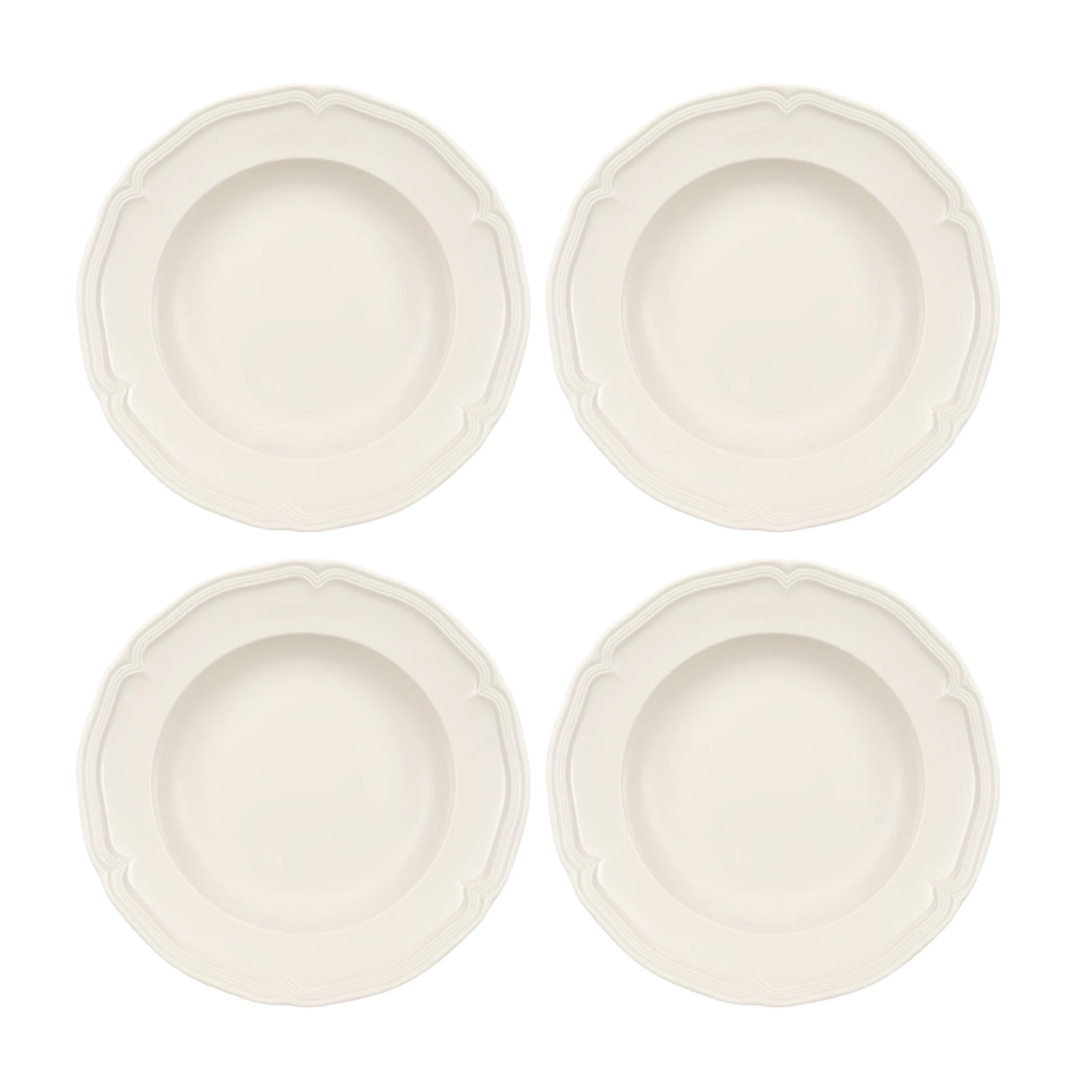 Villeroy & Boch Manoir Dyp Tallerken 23 Cm 4-pk - Dype tallerkener Porselen Hvit - 1023962700X4