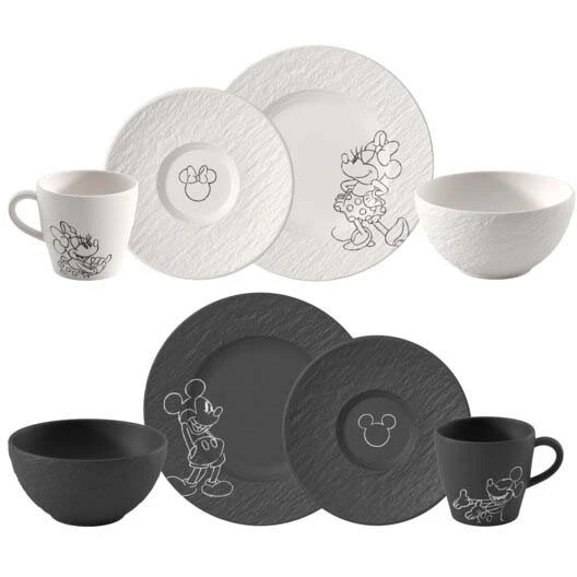 Villeroy & Boch Manufacture Rock Mickey Mouse Frokostsett  / Hvit -  Serviser & Startsett Porselen Sort - 1047199072