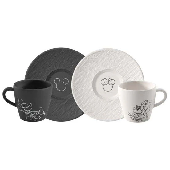 Villeroy & Boch Manufacture Rock Mickey Mouse Kaffekopp Med Fat 4 Deler -  Kaffekopper Porselen Sort - 1047198519