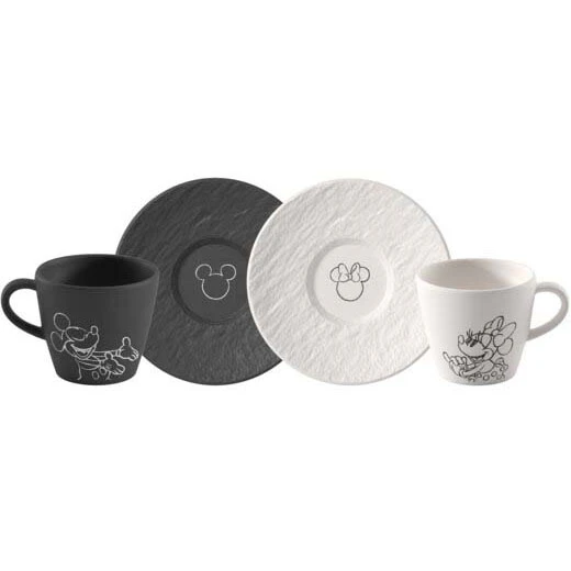 Villeroy & Boch Manufacture Rock Mickey Mouse Espressokopp Og Fat 4 Deler -  Espressokopper Porselen Sort - 1047198520