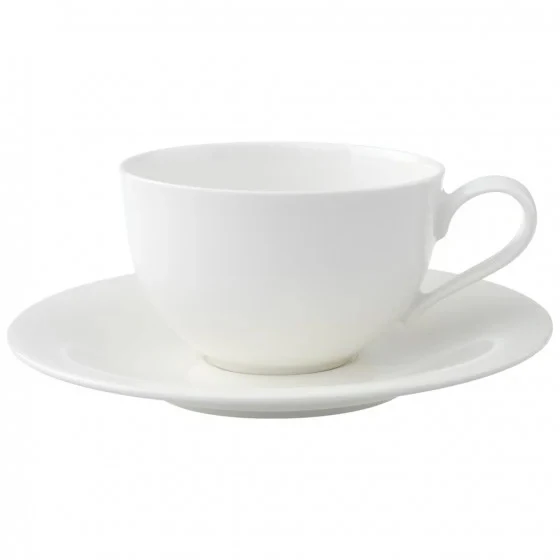 Villeroy & Boch New Cottage Basic Cappuccinokopp Med Tallerken -  Kaffekopper Porselen Hvit - 23636-23638
