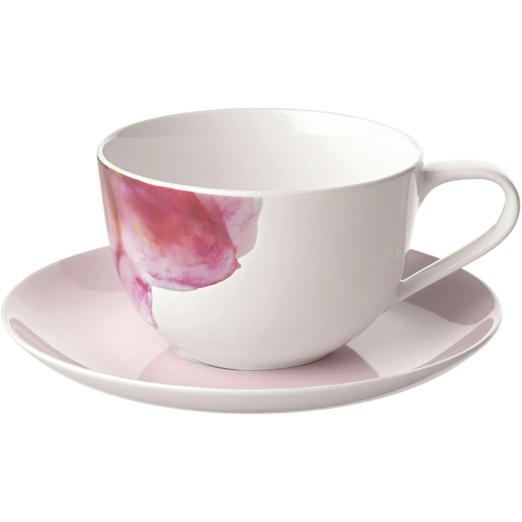 Villeroy & Boch Rose Garden Frokostkrus Med Tallerken  / Rosa -  Kaffekopper Porselen Hvit - 388348-388349