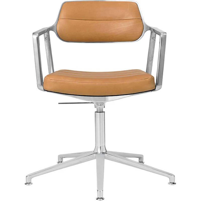 453+ Svingstol, polert aluminium / kamelskinn