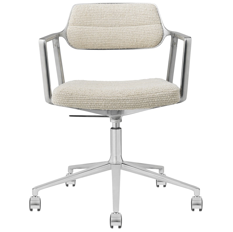 453+ Svingstol Med Hjul, Polert Aluminium / Wavy Off-white