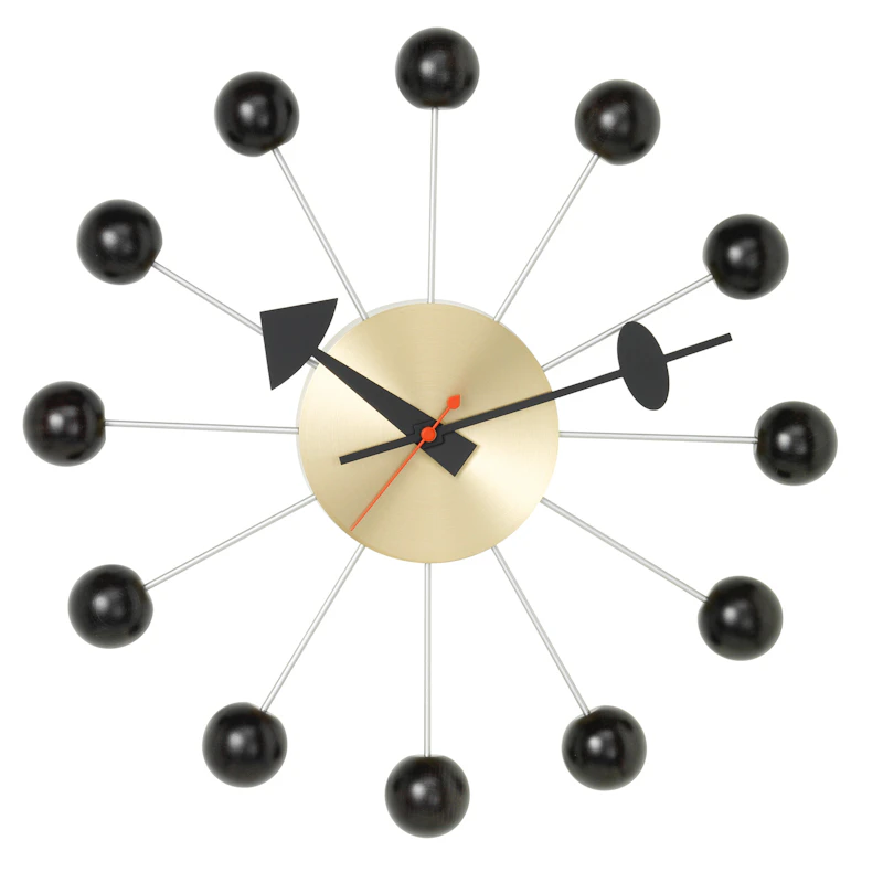 Ball Veggklokke, Sort / Messing