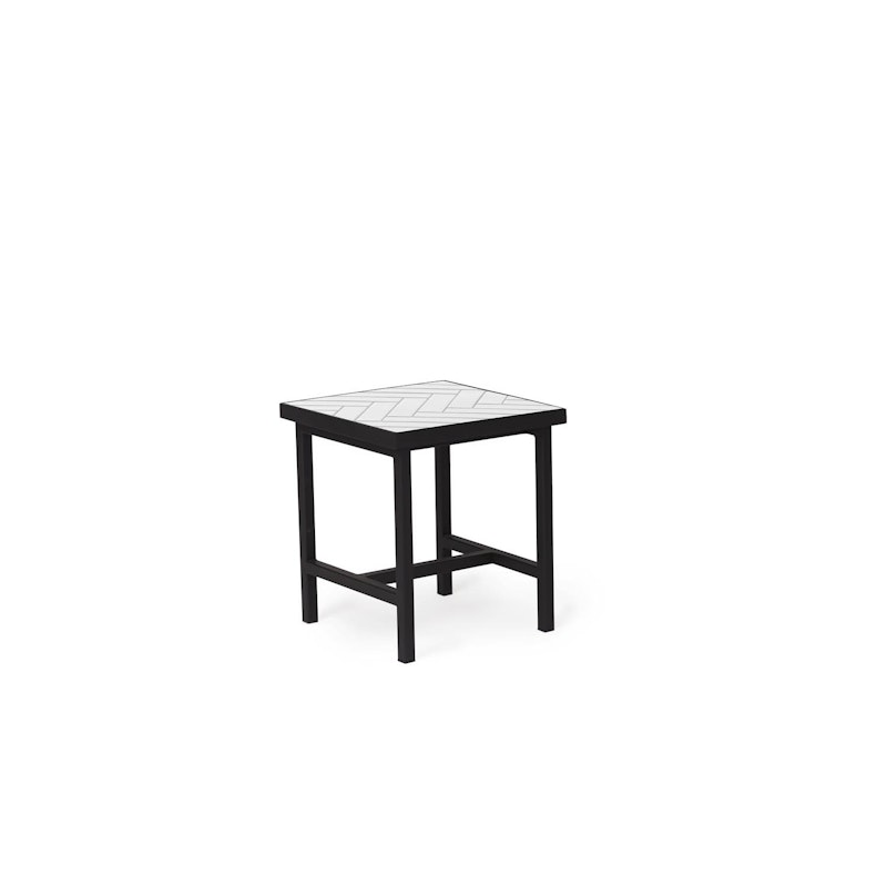 Herringbone Tile Sidebord Lavt, Hvit
