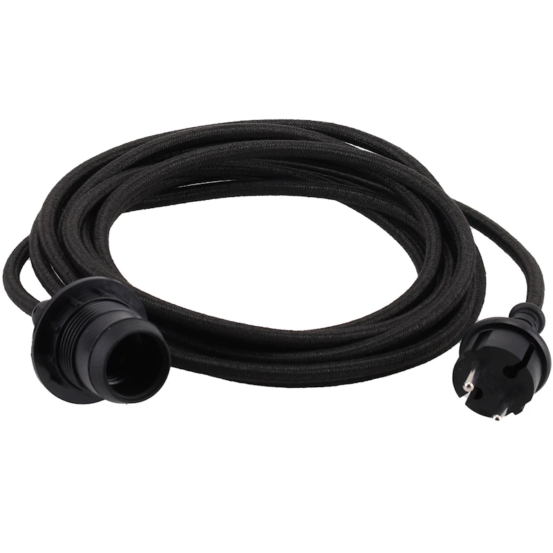 Kabelsett Tekstil E27 Outdoor, Sort