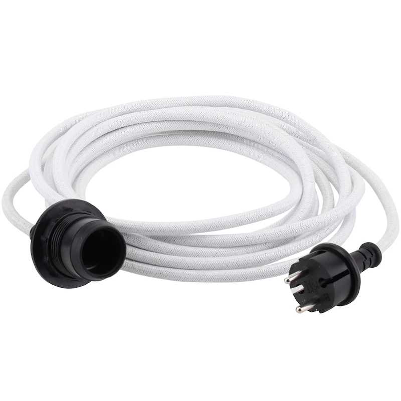 Kabelsett Tekstil E27 Outdoor, Hvit