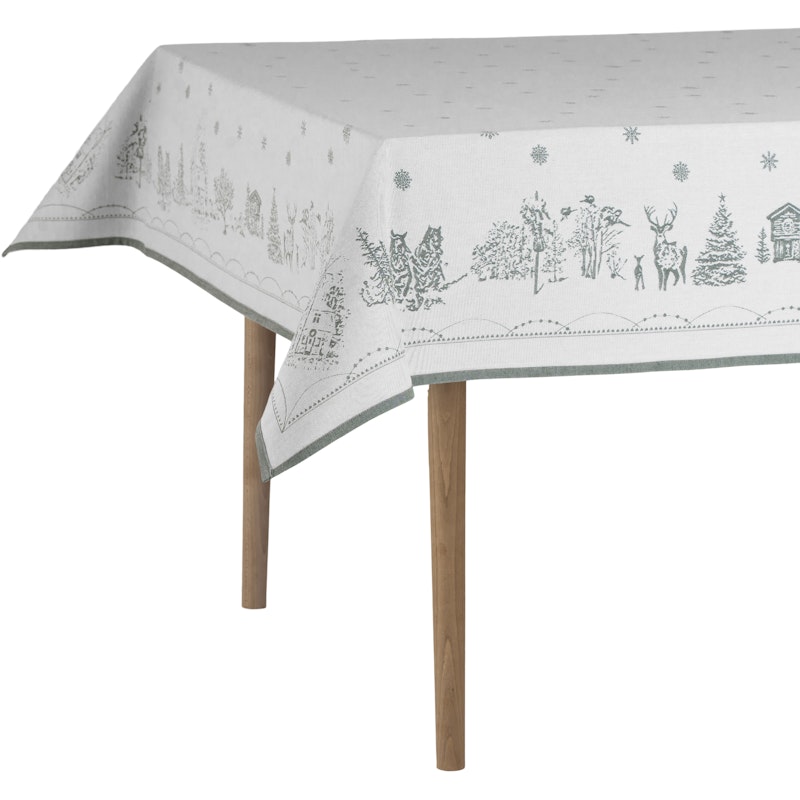 Julemorgen Duk Hvit / Grønn, 140x340 cm