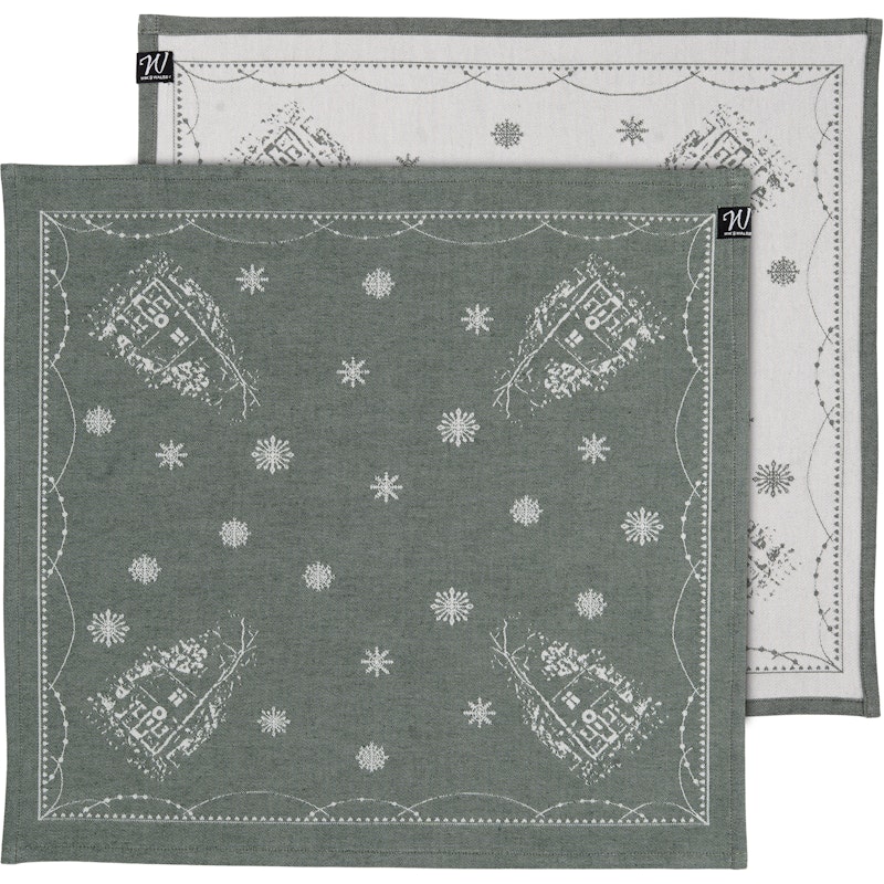 Julemorgen Serviett 2-pk 45x45 cm, Hvit / Grønn