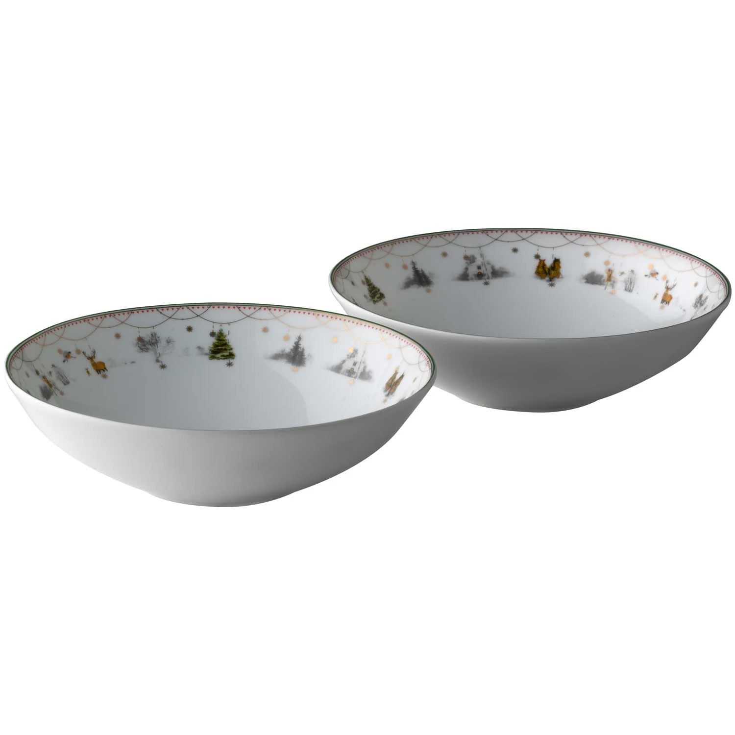 Wik & Wals&oslash;e Julemorgen Story Dype Tallerkener 16 Cm 2-pk -  Julesk&aring;ler Benporselen Hvit - 75404