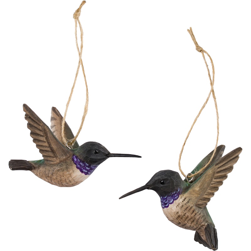 DecoBirds Håndskåret Fugl, Svarthåret Kolibri