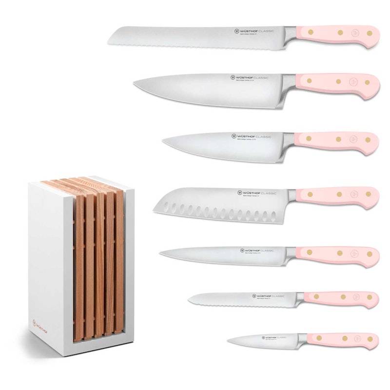 Classic Colour Knivsett med Knivblokk 8 Deler, Pink Himalayan Salt