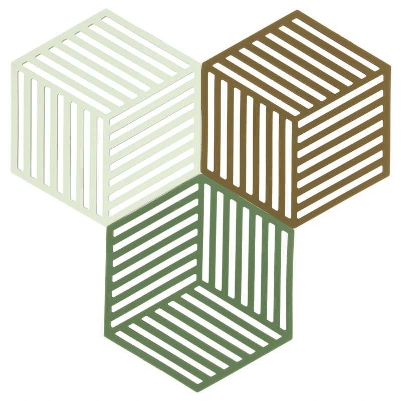 Hexagon Gryteunderlag 3 Deler, Grønn