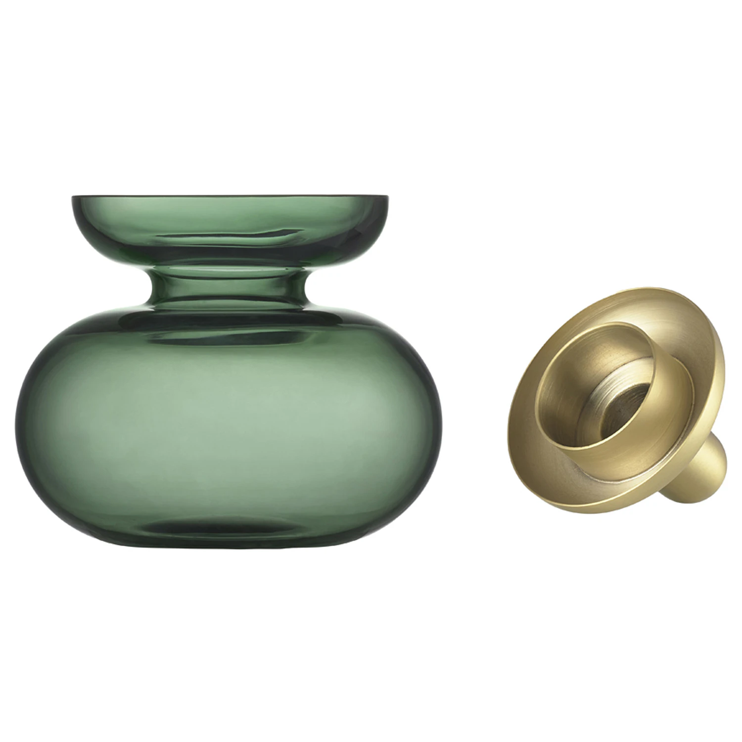 Zone Denmark Inu Vase / Lysestake Mosegr&oslash;nn /  -  Lyslykter Munnbl&aring;st Glass Messing - 36673